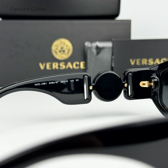 Versace Men Sunglasses Black Grey Rectangle VE4361 Medusa Biggie 536087 NEW - Picture 6 of 13